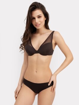 Бюстгальтер push-up с деталями из сетки в шоколадно-коричневом цвете 512424