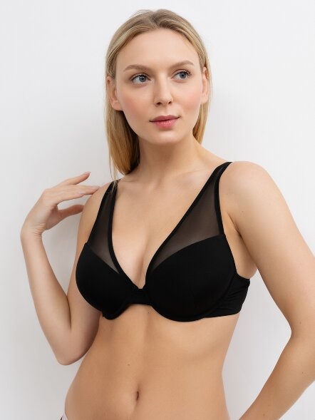 Бюстгальтер push-up с деталями из сетки в черном цвете 512424 Mark Formelle оптом