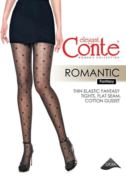 CONTE ROMANTIC Колготки женские в точку и сердечки ROMANTIC Conte elegant оптом