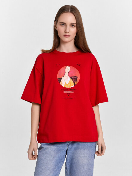 Футболка женская красная с принтом из коллекции art u wear (mark formelle &amp; national art museum) 112961 Mark Formelle оптом