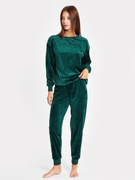 Комплект женский (джемпер, брюки) в зеленом оттенке 592327
