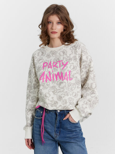 Свитшот женский с принтом &quot;Party animal&quot; 122887/1 Mark Formelle оптом