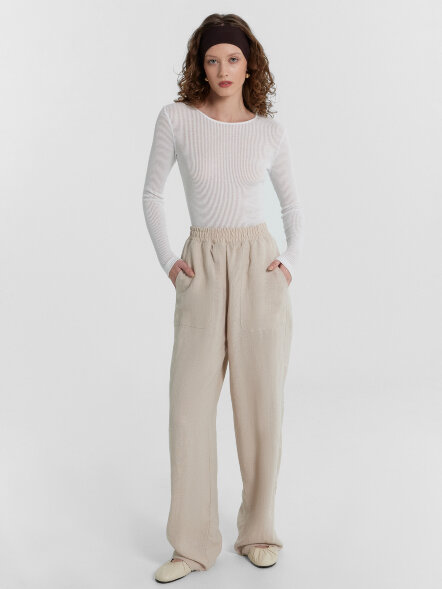 Брюки женские бежевые из коллекции &quot;Premium Linen&quot; 182507 Mark Formelle оптом