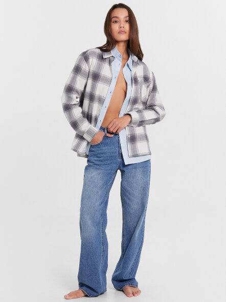 Брюки женские джинсовые wide leg fit в синем цвете 2024-2DTW101-2 Mark Formelle оптом