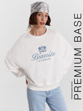 Свитшот женский белый с вышивкой &quot;Вiarritz&quot; 122949/1