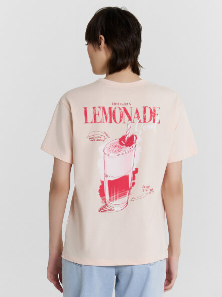 Футболка женская розовая с принтом &quot;Lemonade&quot; 112934 Mark Formelle оптом