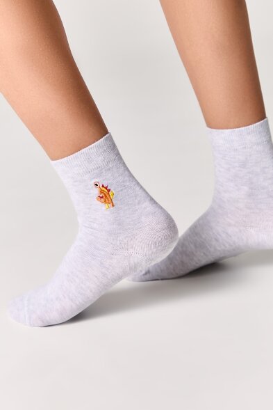 Conte-kids TIP-TOP Однотонные хлопковые носки с вышивкой 514 CONTE-KIDS оптом